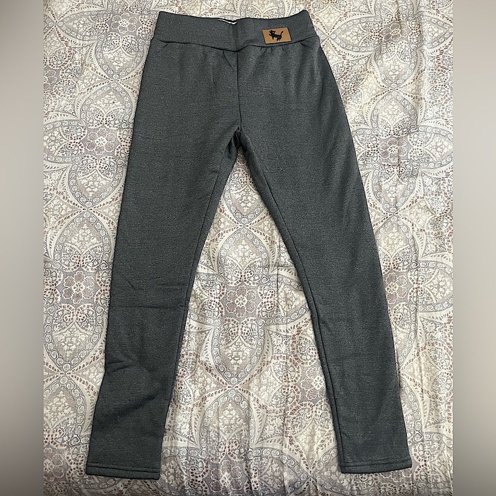 Charcoal Gray Fleece Leggings